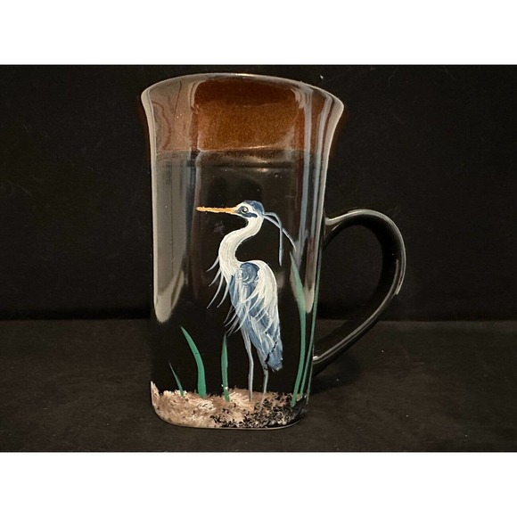 Royal Norfolk Coffee Mug/ Hand Painted Folk Art! Crane/Bird/wildlife. *RARE/NICE - Picture 10 of 10
